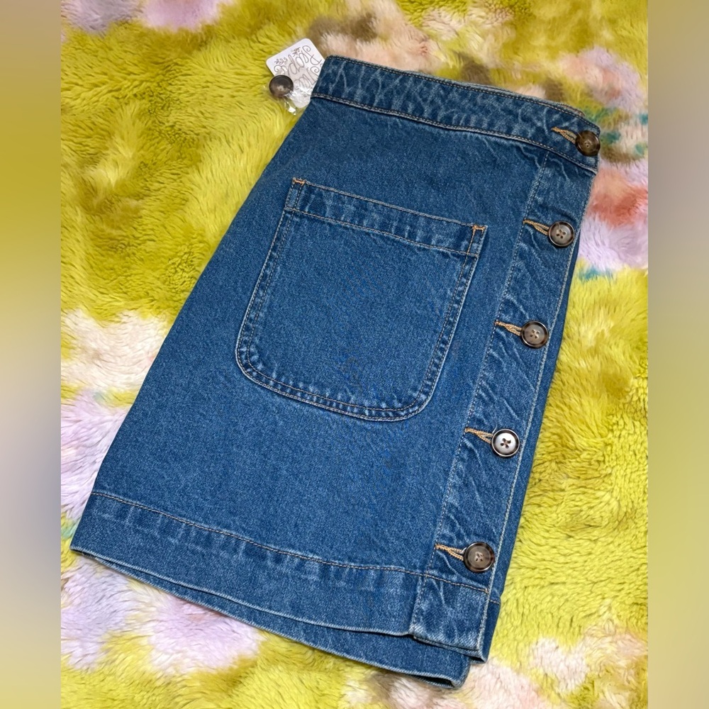 Free People Denim Button Up Mini Skirt Size 31